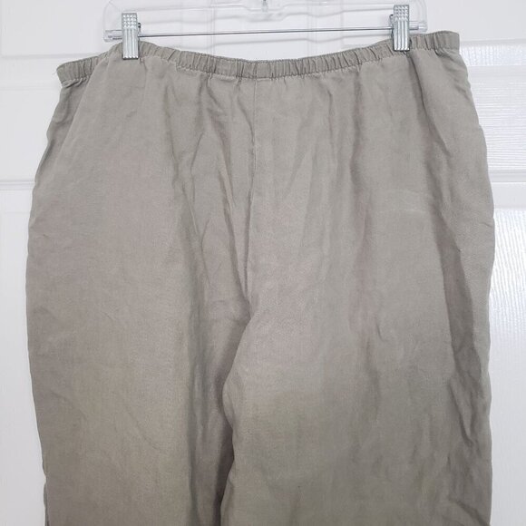 LL Bean Linen Pants Womens Size 18 Beige Coastal Neutral Outdoor Pockets - Picture 6 of 10
